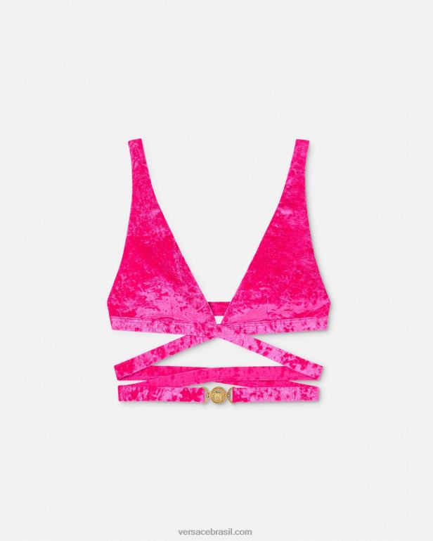 roupas íntimas e moda praia P2TX1173 Versace top de biquíni de veludo medusa '95 fúcsia mulheres