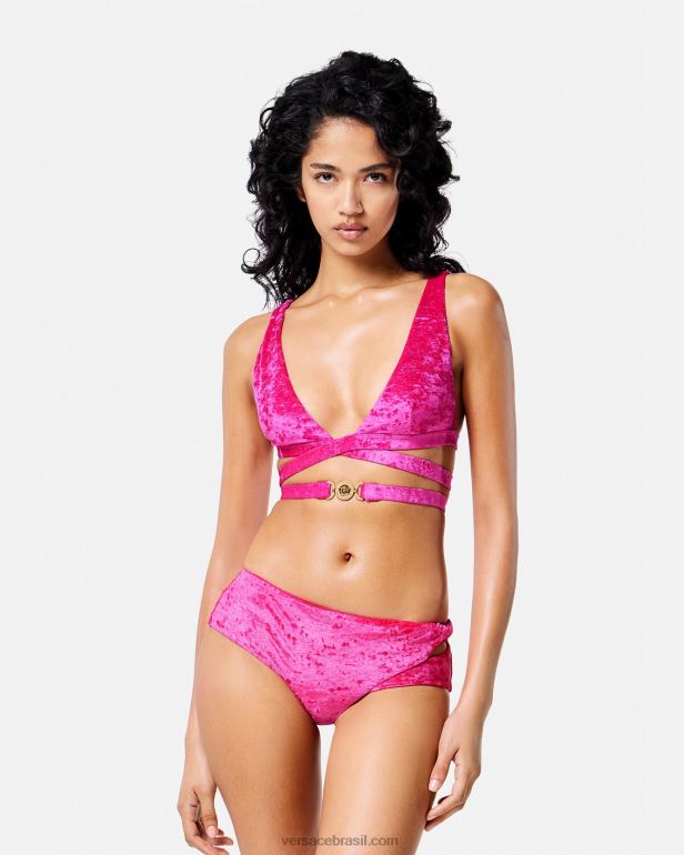 roupas íntimas e moda praia P2TX1173 Versace top de biquíni de veludo medusa \'95 fúcsia mulheres