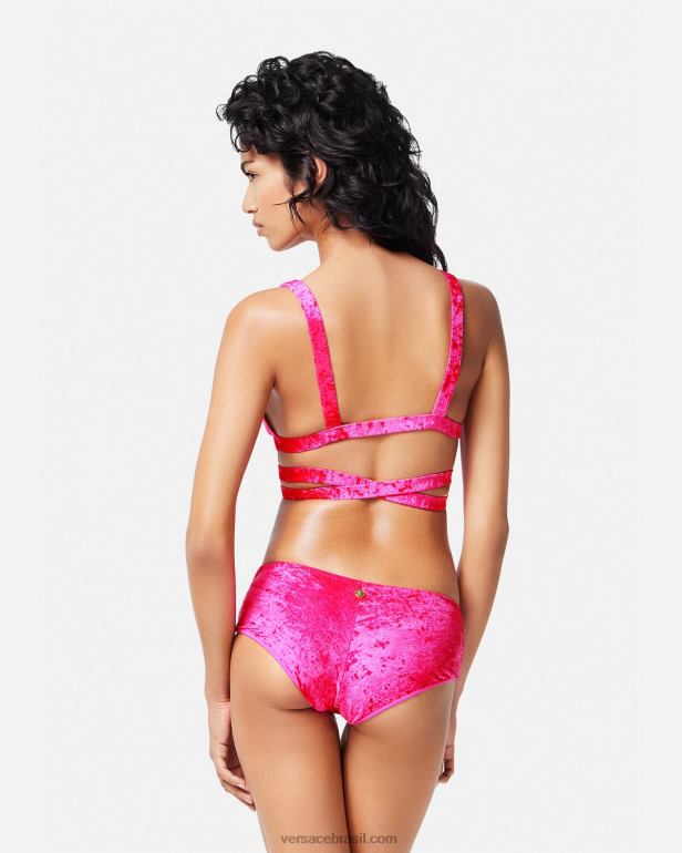 roupas íntimas e moda praia P2TX1173 Versace top de biquíni de veludo medusa \'95 fúcsia mulheres