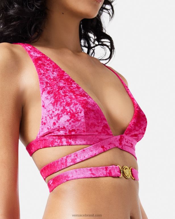 roupas íntimas e moda praia P2TX1173 Versace top de biquíni de veludo medusa \'95 fúcsia mulheres