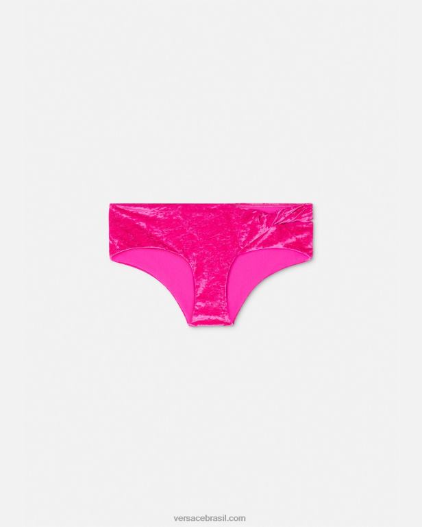 roupas íntimas e moda praia P2TX1174 Versace calcinha de biquíni de veludo enrolado fúcsia mulheres