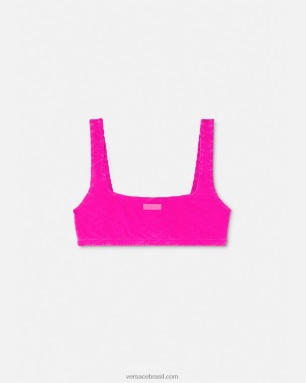 roupas íntimas e moda praia P2TX1182 Versace top de biquíni toalha la greca fúcsia mulheres