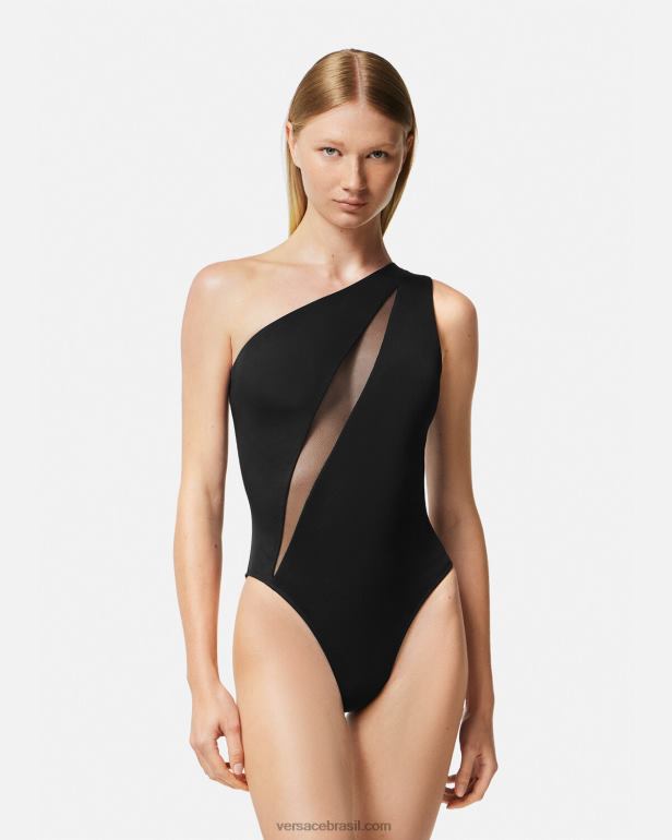 roupas íntimas e moda praia P2TX1184 Versace maiô cortado de uma peça preto mulheres