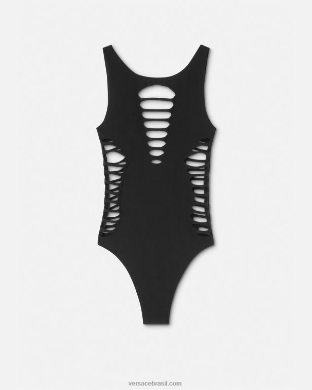 roupas íntimas e moda praia P2TX1185 Versace maiô cortado de uma peça preto mulheres