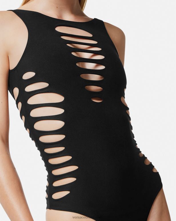 roupas íntimas e moda praia P2TX1185 Versace maiô cortado de uma peça preto mulheres