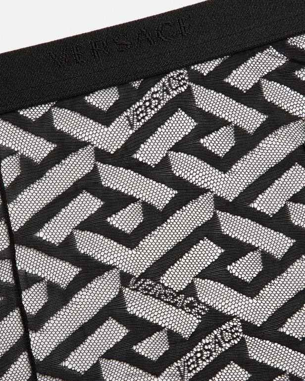 roupas íntimas e moda praia P2TX1104 Versace meia-calça la grega preto mulheres