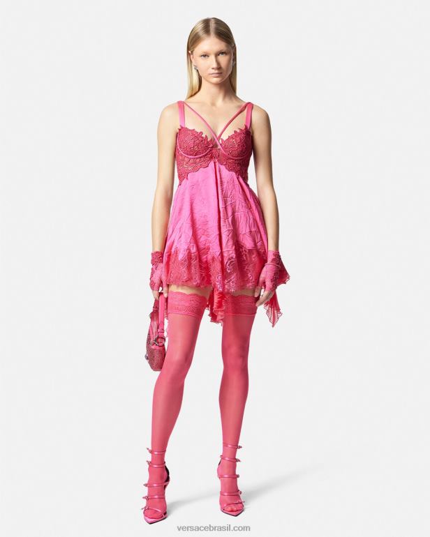 roupas íntimas e moda praia P2TX1111 Versace meias de renda rosa mulheres