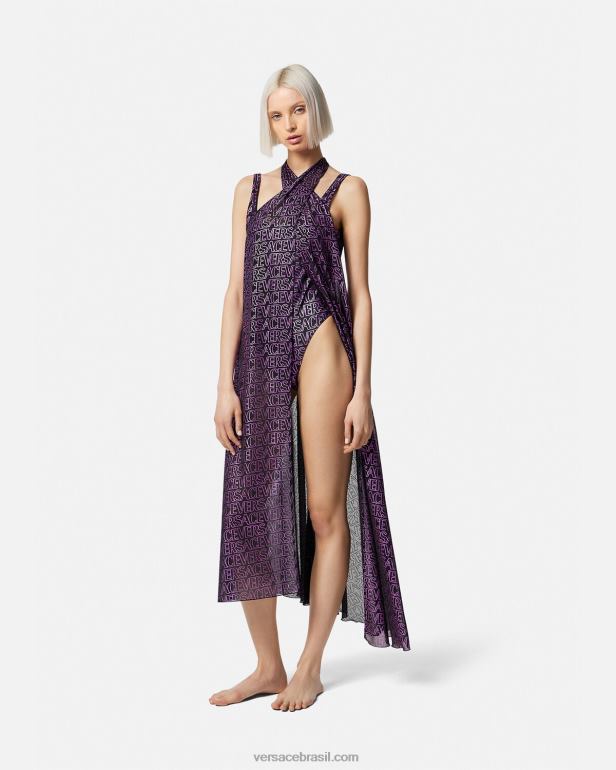 roupas íntimas e moda praia P2TX1215 Versace cobertura de praia completa fúcsia e estampa mulheres