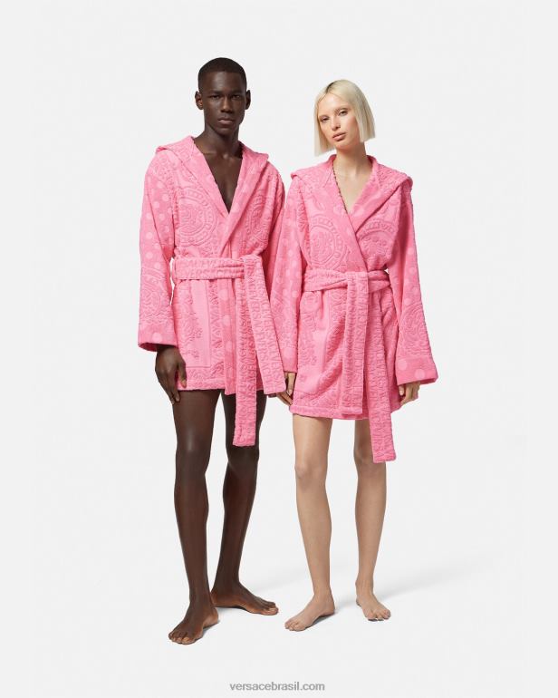 roupas íntimas e moda praia P2TX1081 Versace roupão curto barroco concha rosa mulheres