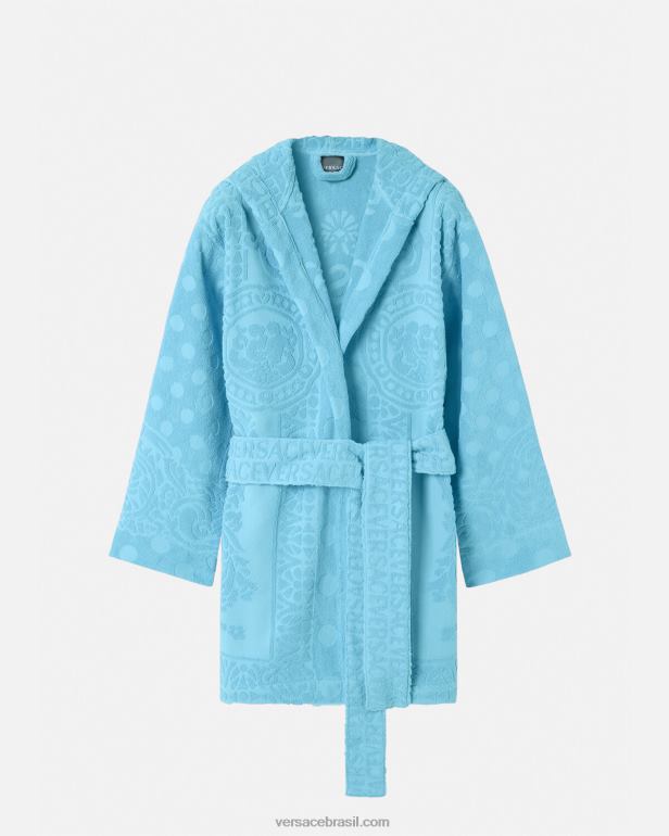 roupas íntimas e moda praia P2TX1082 Versace roupão curto barroco concha azul claro mulheres
