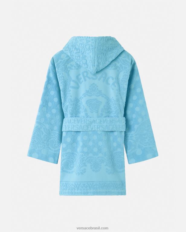 roupas íntimas e moda praia P2TX1082 Versace roupão curto barroco concha azul claro mulheres