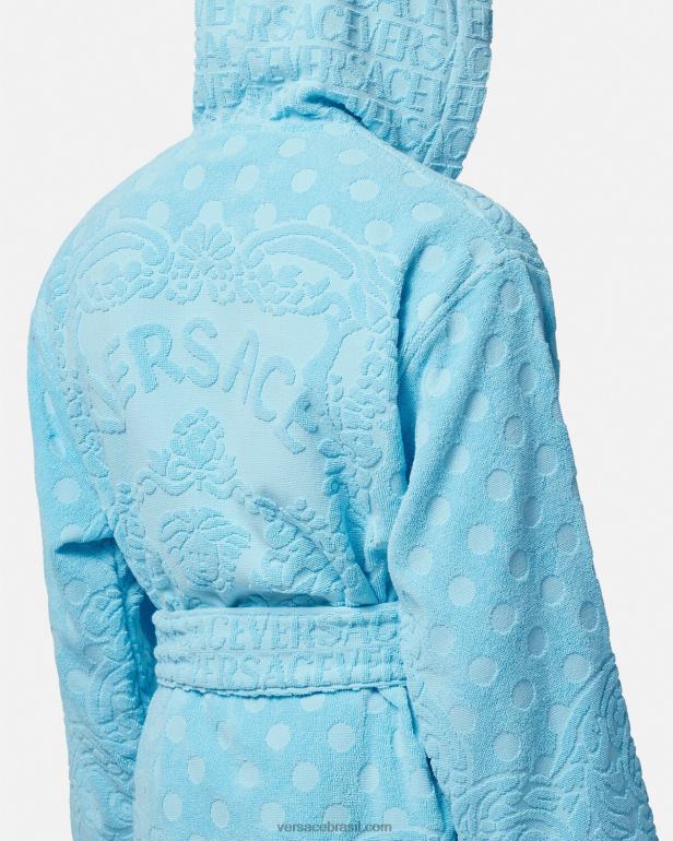 roupas íntimas e moda praia P2TX1082 Versace roupão curto barroco concha azul claro mulheres
