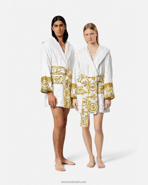 roupas íntimas e moda praia P2TX1087 Versace roupão curto branco mulheres