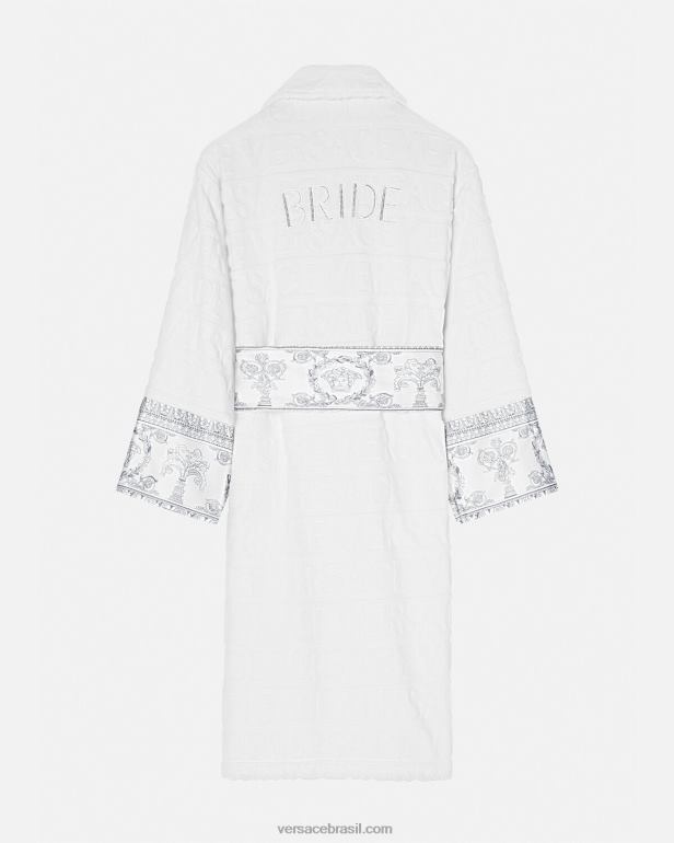 roupas íntimas e moda praia P2TX1090 Versace roupão de noiva cristal i barroco prata branca mulheres