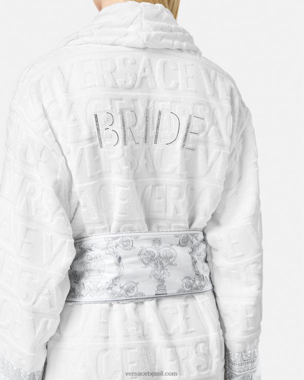 roupas íntimas e moda praia P2TX1090 Versace roupão de noiva cristal i barroco prata branca mulheres