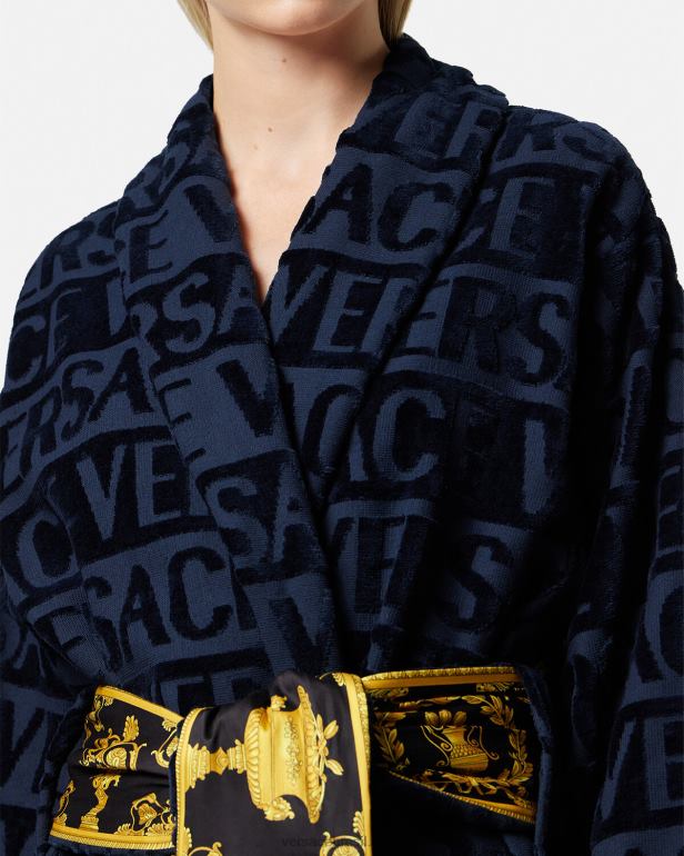 roupas íntimas e moda praia P2TX1091 Versace eu roupão barroco azul mulheres