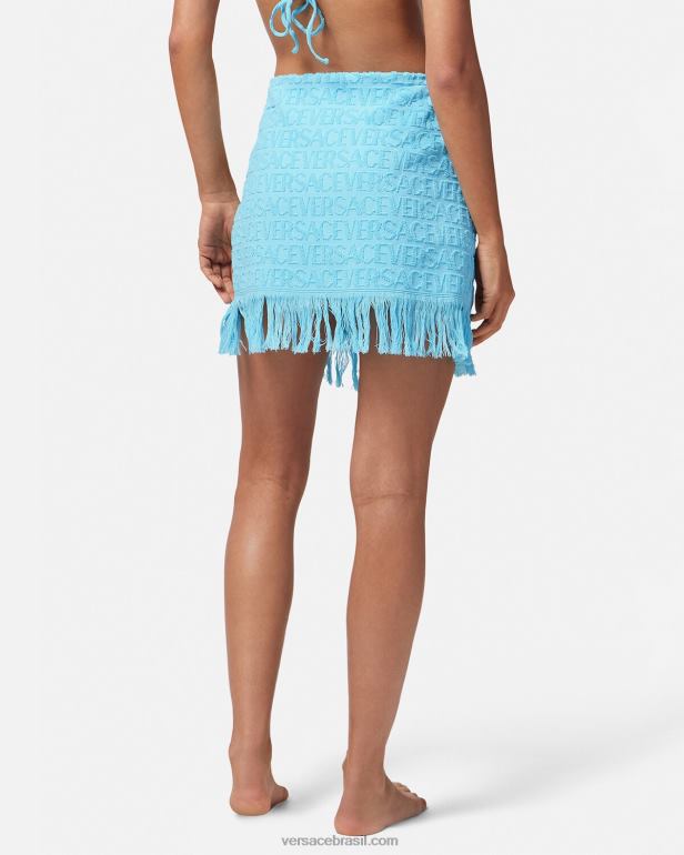 roupas íntimas e moda praia P2TX1186 Versace saia envoltória de toalha azul claro mulheres