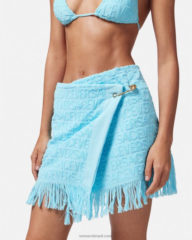 roupas íntimas e moda praia P2TX1186 Versace saia envoltória de toalha azul claro mulheres