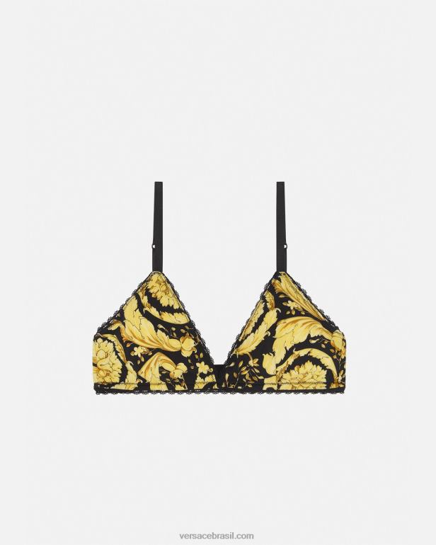 roupas íntimas e moda praia P2TX1034 Versace bralette triângulo barroco imprimir mulheres