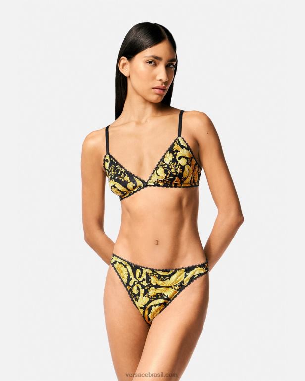 roupas íntimas e moda praia P2TX1034 Versace bralette triângulo barroco imprimir mulheres