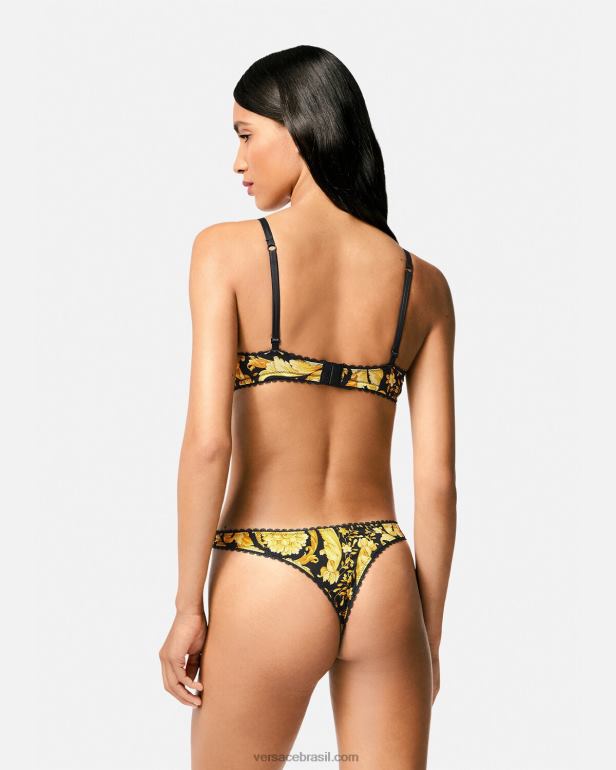 roupas íntimas e moda praia P2TX1034 Versace bralette triângulo barroco imprimir mulheres