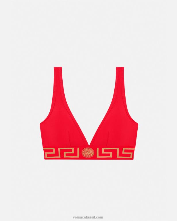 roupas íntimas e moda praia P2TX1041 Versace bralette com borda greca vermelho mulheres