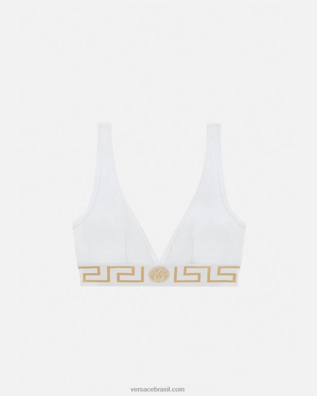 roupas íntimas e moda praia P2TX1042 Versace bralette com borda greca branco mulheres
