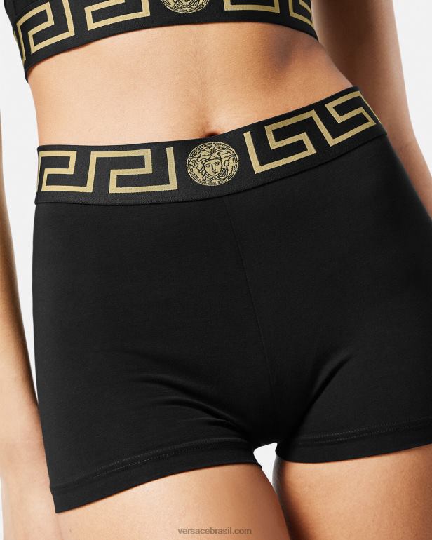 roupas íntimas e moda praia P2TX1048 Versace troncos de fronteira greca preto mulheres