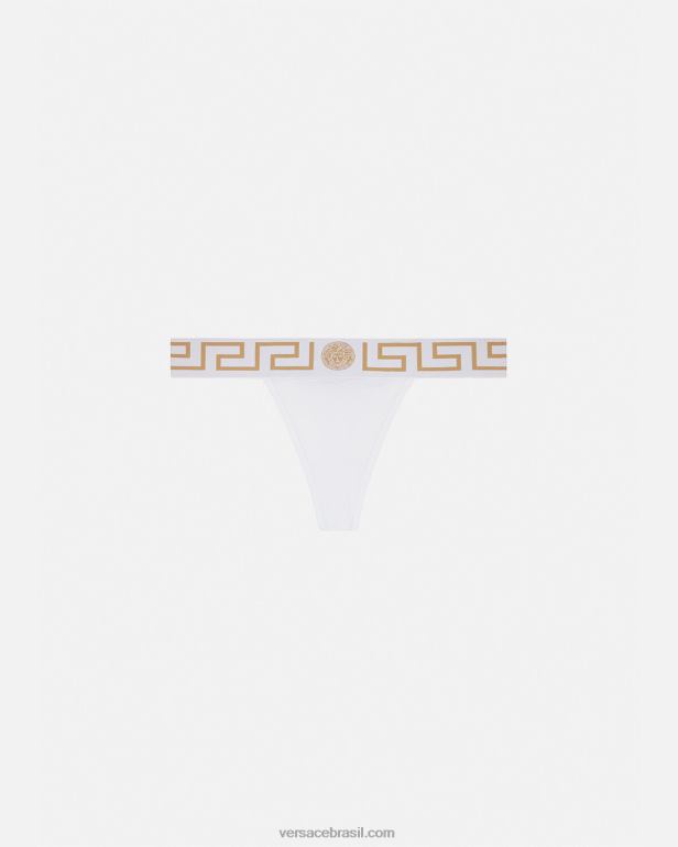 roupas íntimas e moda praia P2TX1049 Versace tanga fronteiriça greca branco mulheres
