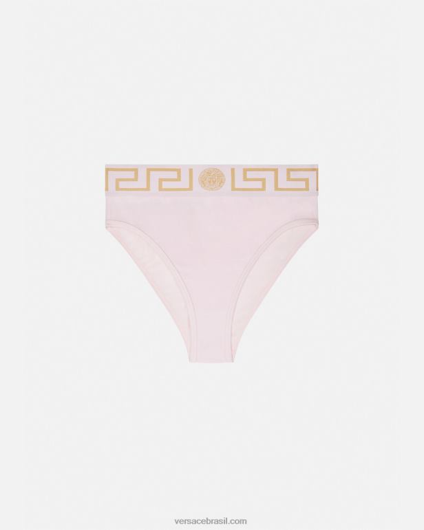 roupas íntimas e moda praia P2TX1057 Versace greca border cueca perna alta luz rosa mulheres