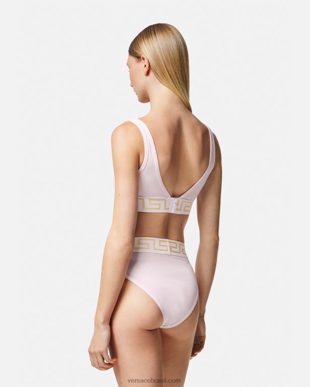 roupas íntimas e moda praia P2TX1057 Versace greca border cueca perna alta luz rosa mulheres