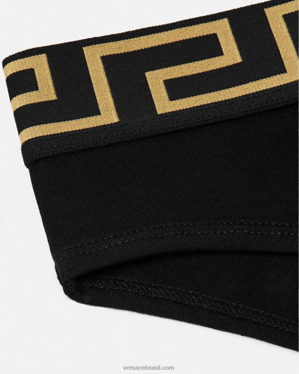 roupas íntimas e moda praia P2TX1060 Versace cueca fronteiriça Greca preto mulheres