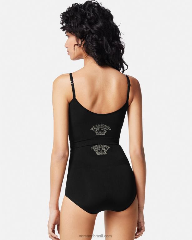 roupas íntimas e moda praia P2TX1063 Versace cueca modeladora cintura alta medusa preto mulheres