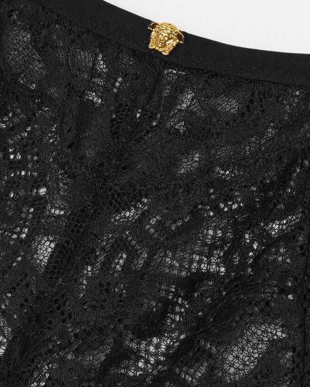 roupas íntimas e moda praia P2TX1067 Versace calcinha de renda barroco preto mulheres