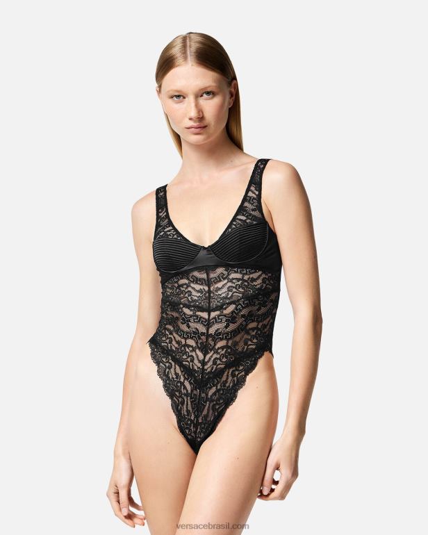roupas íntimas e moda praia P2TX1068 Versace body de renda preto mulheres