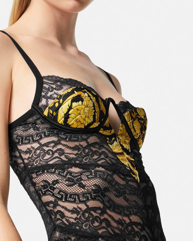 roupas íntimas e moda praia P2TX1069 Versace body de renda barroco preto mulheres