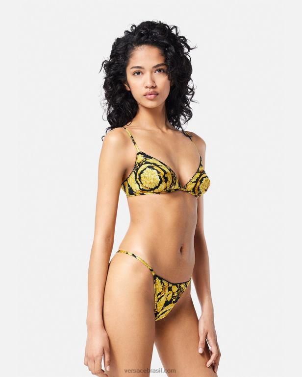 roupas íntimas e moda praia P2TX1070 Versace bralette de seda com estampa barroca imprimir mulheres