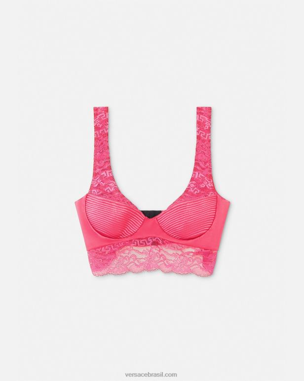 roupas íntimas e moda praia P2TX1077 Versace top bralette de renda rosa mulheres