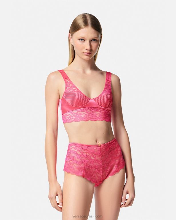 roupas íntimas e moda praia P2TX1077 Versace top bralette de renda rosa mulheres