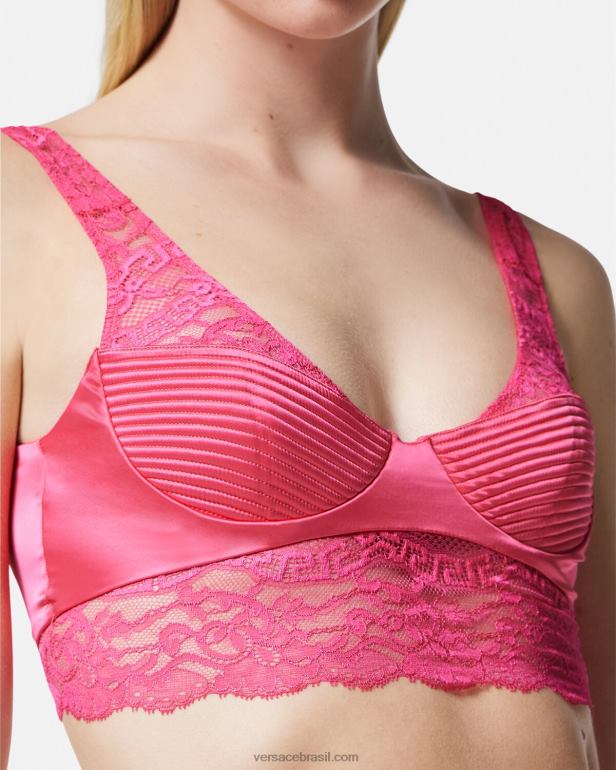 roupas íntimas e moda praia P2TX1077 Versace top bralette de renda rosa mulheres