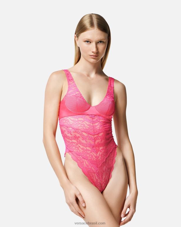 roupas íntimas e moda praia P2TX1079 Versace body de renda rosa mulheres