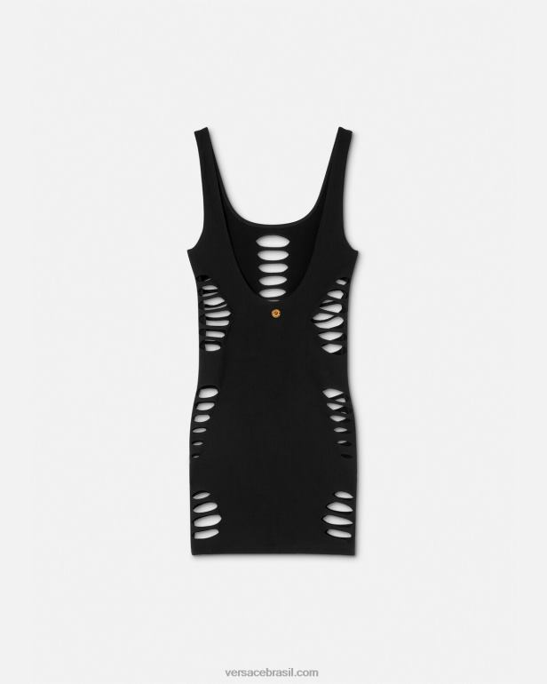 roupas íntimas e moda praia P2TX1216 Versace saída de minivestido cortado preto mulheres