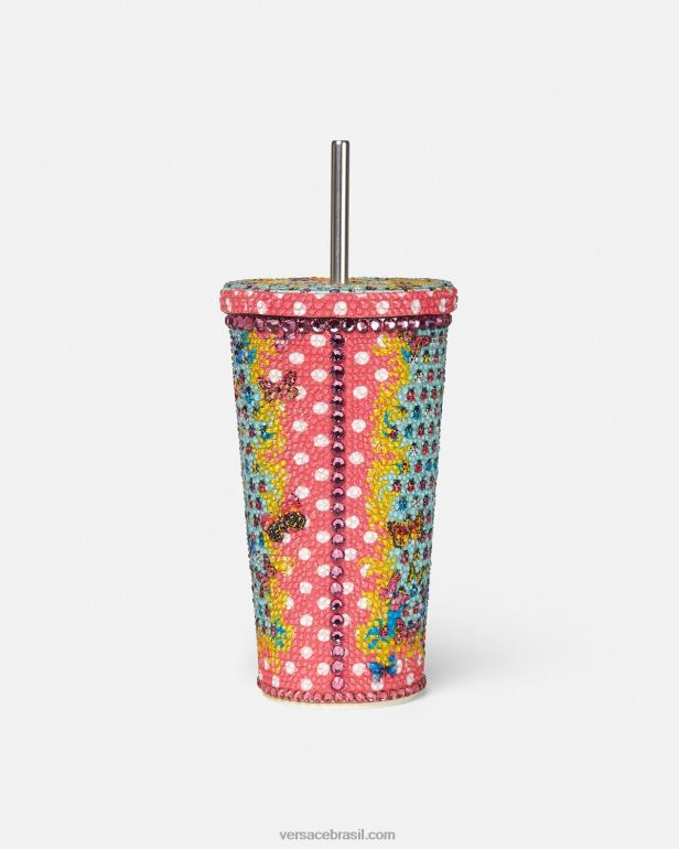 roupas íntimas e moda praia P2TX1194 Versace copo de viagem de borboletas de cristal imprimir mulheres