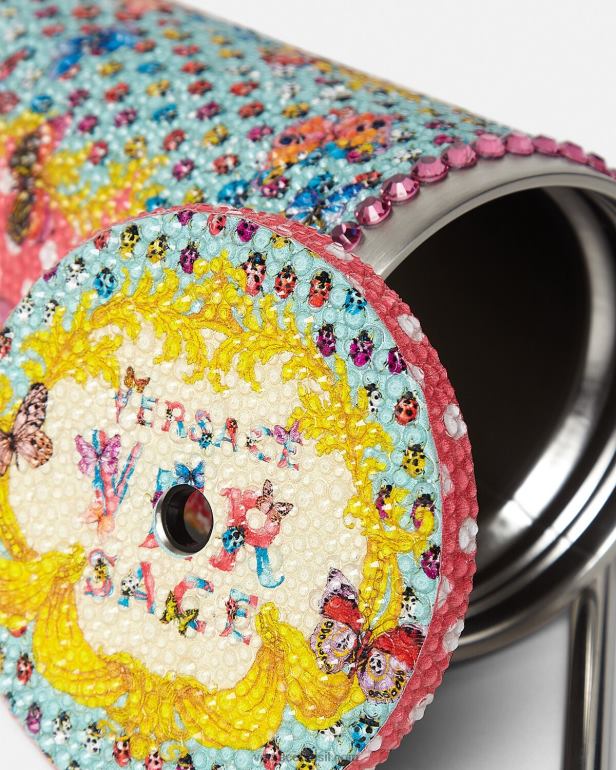 roupas íntimas e moda praia P2TX1194 Versace copo de viagem de borboletas de cristal imprimir mulheres