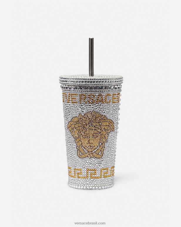 roupas íntimas e moda praia P2TX1205 Versace copo de viagem de medusa de cristal branco mulheres