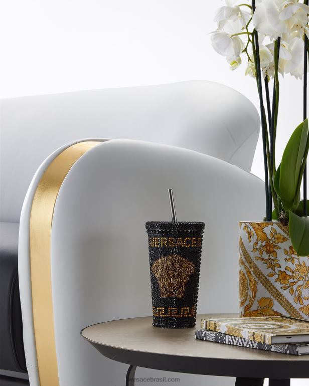 roupas íntimas e moda praia P2TX1206 Versace copo de viagem de medusa de cristal amarelo mulheres