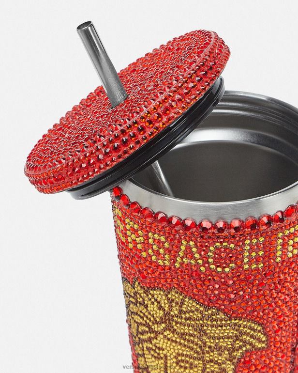 roupas íntimas e moda praia P2TX1207 Versace copo de viagem de medusa de cristal vermelho mulheres