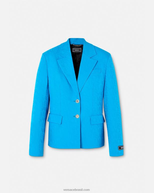 roupas P2TX106 Versace blazer jacquard integral azul mulheres