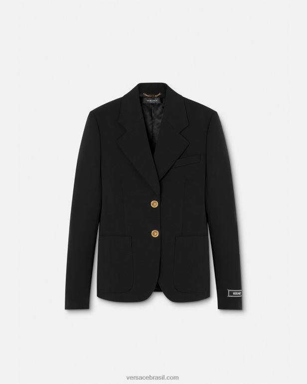 roupas P2TX107 Versace blazer abotoado medusa preto mulheres