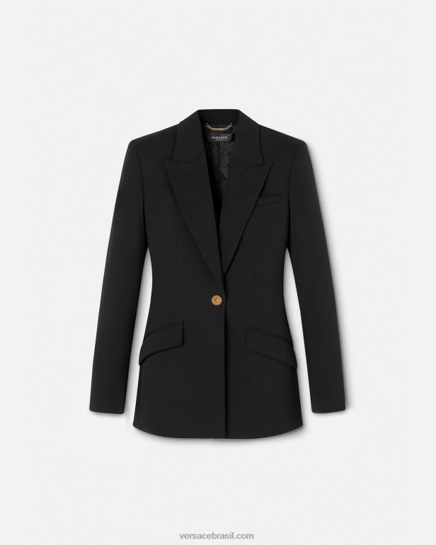 roupas P2TX109 Versace blazer abotoado medusa preto mulheres